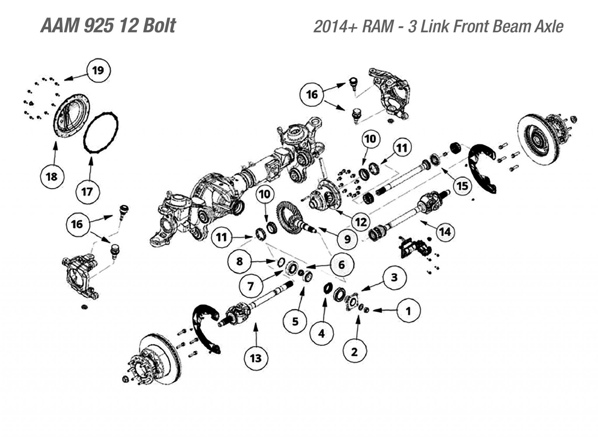 AAM 9.25 Front Axle Differential Parts Catalog West Coast Differentials