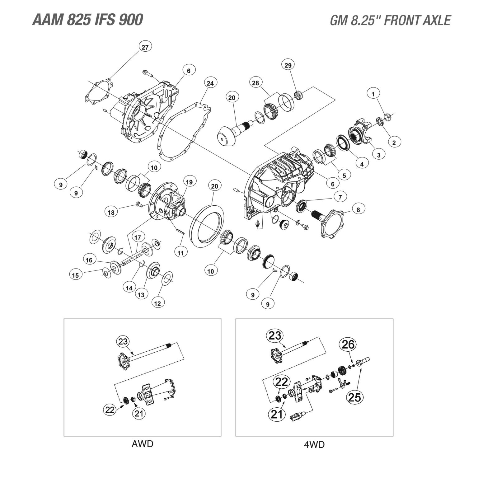 Gm 8 25 ifs front axle differential parts catalog west coast