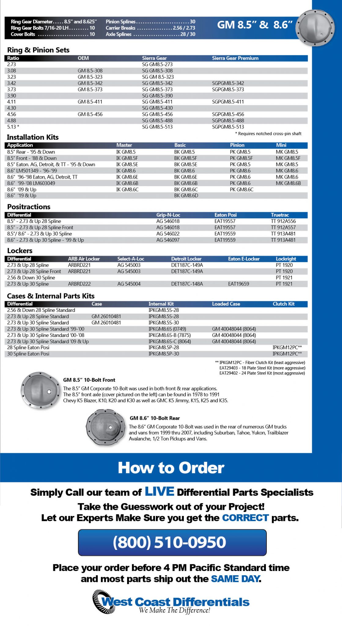 GM 8.5" & 8.625" Rear Axle - Differential Parts Catalog - West Coast ...