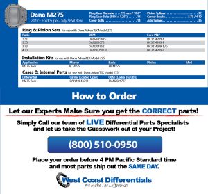 Dana M275 - 10.8" Super Duty Rear Axle - Differential Parts Catalog