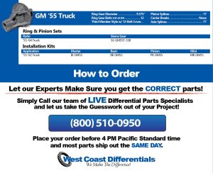 GM 55 Truck Axle - Differential, Ring and Pinion, Gear & Axle Parts Catalog
